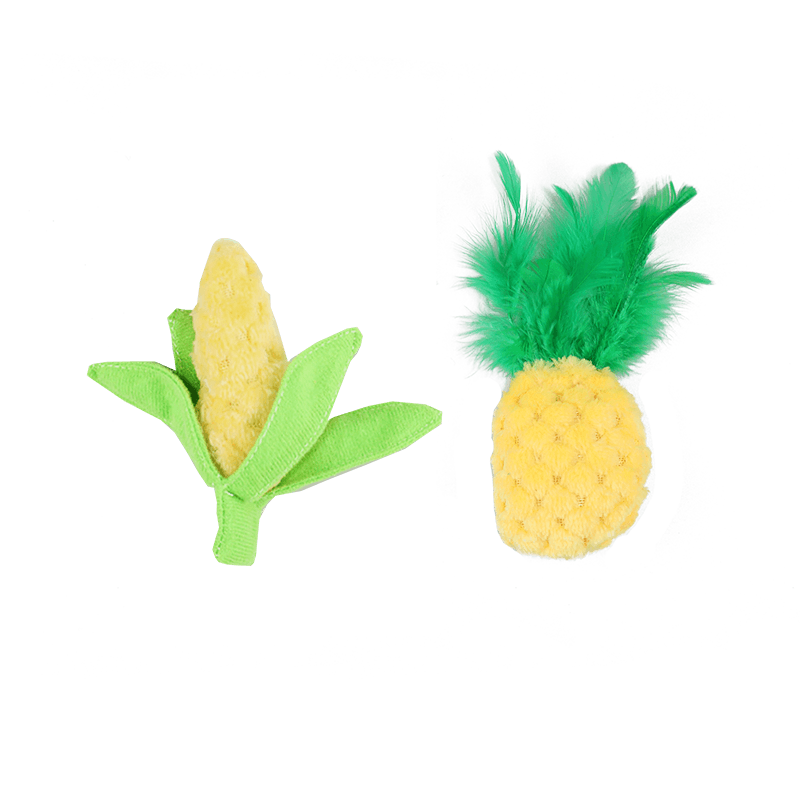 Jouets pour chat ananas et banane avec herbe à chat 2PK