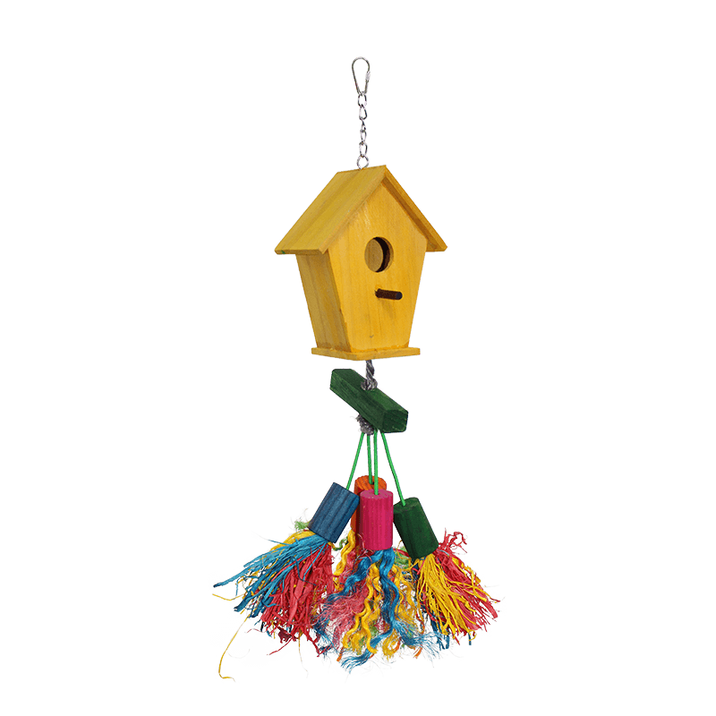 Jouet pendentif maison d'oiseau avec frange